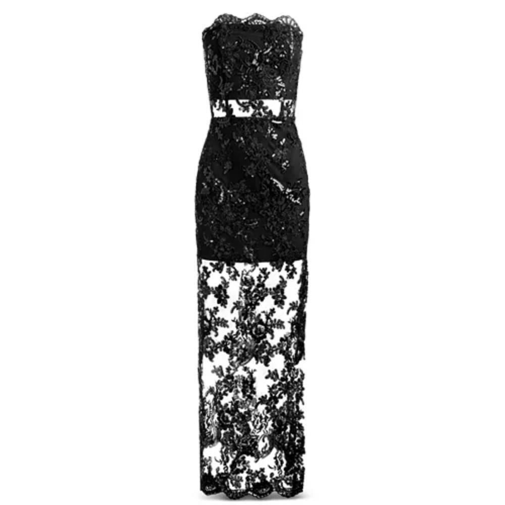 Elegant Black Lace Evening Dress - Picture 2 of 6